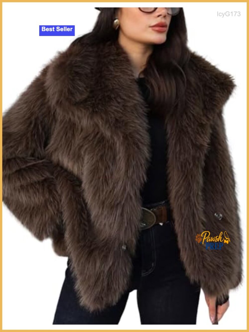 Faux Fur Cropped Jacket Fluffy Shaggy Furry Coat Women Open Front Snap